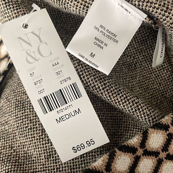 NEW Sweater Knit Midi Pencil Skirt M Black, White, Tan - Picture 7 of 8